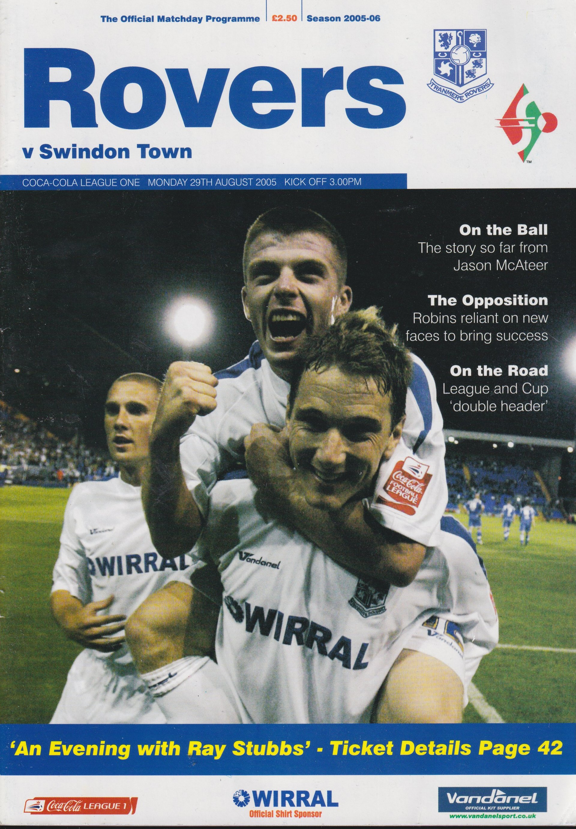 Tranmere Rovers v Swindon Town match programme